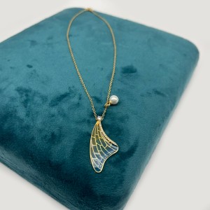 Gold half butterfly necklace