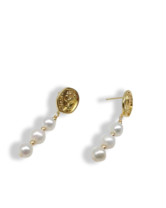 Three pearl earrings