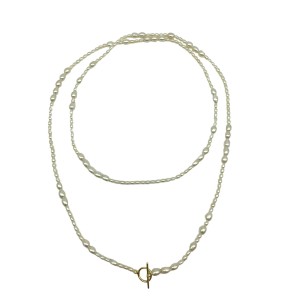 Long white multi-purpose pearl necklace