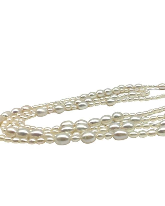 Long white multi-purpose pearl necklace