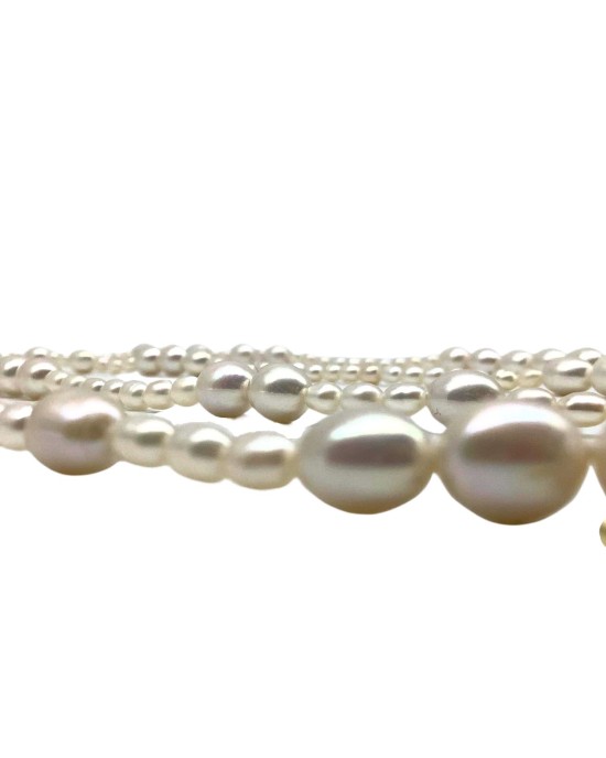 Long white multi-purpose pearl necklace