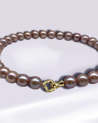 Purple single bead pearl necklace